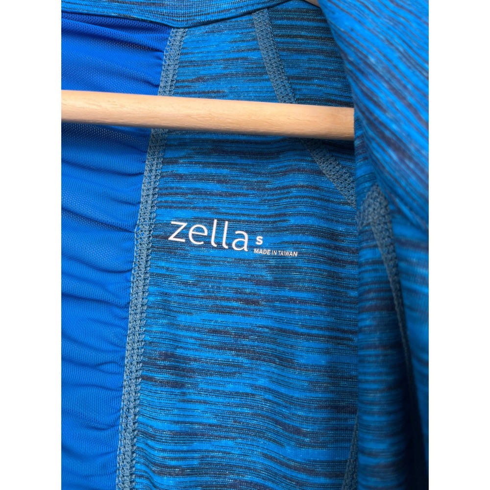 Zella Blue Space‎ Dye Full Zip Jacket S Studio Core Ruched Mesh Back Athleisure - Picture 9 of 12